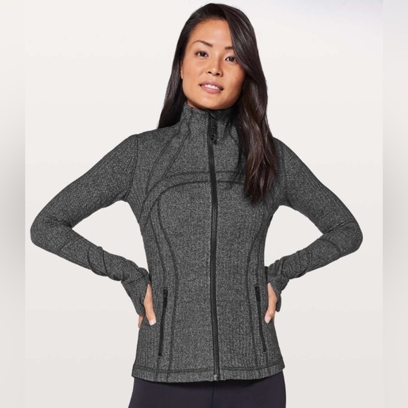 Lululemon Define Jacket Heathered Herringbone Stretch Athletic Top Black Gray 4 - Picture 10 of 10